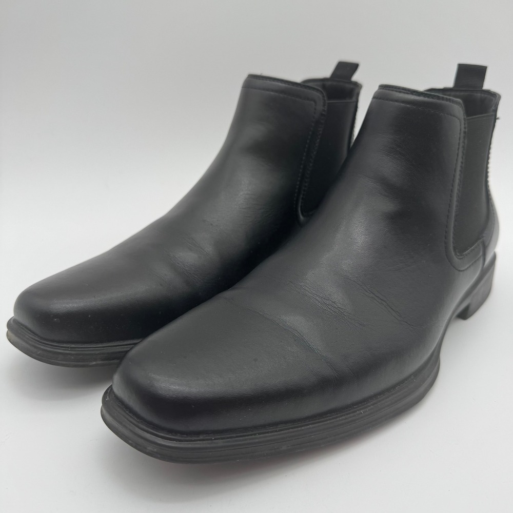 Perry Ellis Portfolio Men's Chelsea Boots Black Size 11 Leather Slip On NIB